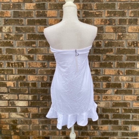 Susana Monaco Dress Ruffle Hem Strapless White Size XL Bridal Graduation - Picture 5 of 5